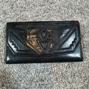 Brighton Wallet Black Leather Card Slots Bill Pockets Vintage ID Holder Cute